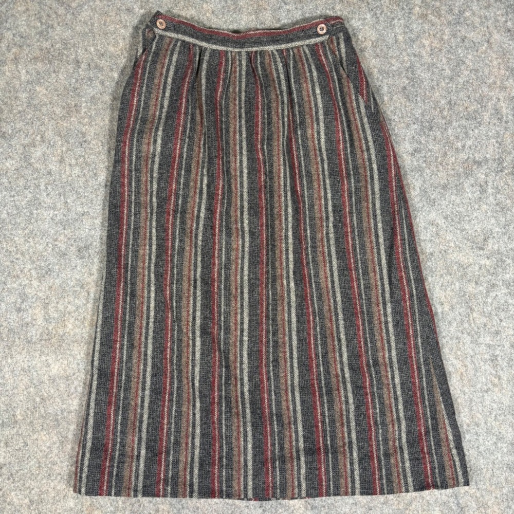 Barclay Square Striped Midi Skirt Womens XXS‎ (24") USA Made Wool Mohair VTG